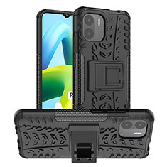 Coque Contour Silicone et Plastique Housse Etui Mat avec Support JX1 pour Xiaomi Redmi A1 Noir