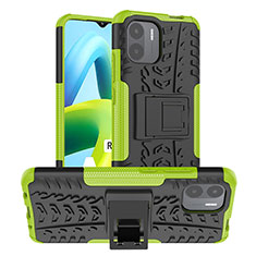 Coque Contour Silicone et Plastique Housse Etui Mat avec Support JX1 pour Xiaomi Redmi A2 Plus Vert