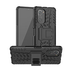 Coque Contour Silicone et Plastique Housse Etui Mat avec Support JX1 pour Xiaomi Redmi K40 5G Noir