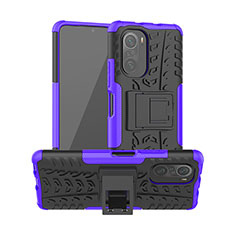 Coque Contour Silicone et Plastique Housse Etui Mat avec Support JX1 pour Xiaomi Redmi K40 5G Violet