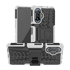 Coque Contour Silicone et Plastique Housse Etui Mat avec Support JX1 pour Xiaomi Redmi K40 Gaming 5G Argent