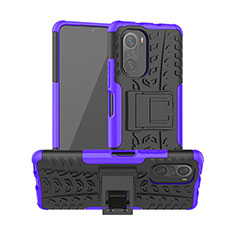 Coque Contour Silicone et Plastique Housse Etui Mat avec Support JX1 pour Xiaomi Redmi K40 Pro+ Plus 5G Violet