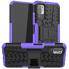 Coque Contour Silicone et Plastique Housse Etui Mat avec Support JX1 pour Xiaomi Redmi Note 10 5G Violet