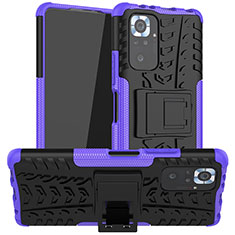 Coque Contour Silicone et Plastique Housse Etui Mat avec Support JX1 pour Xiaomi Redmi Note 10 Pro 4G Violet