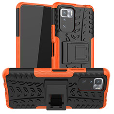 Coque Contour Silicone et Plastique Housse Etui Mat avec Support JX1 pour Xiaomi Redmi Note 10 Pro 5G Orange