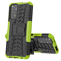 Coque Contour Silicone et Plastique Housse Etui Mat avec Support JX1 pour Xiaomi Redmi Note 11 4G (2022) Vert