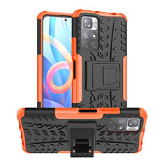 Coque Contour Silicone et Plastique Housse Etui Mat avec Support JX1 pour Xiaomi Redmi Note 11 5G Orange