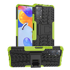 Coque Contour Silicone et Plastique Housse Etui Mat avec Support JX1 pour Xiaomi Redmi Note 11 Pro 4G Vert