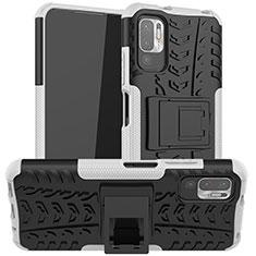 Coque Contour Silicone et Plastique Housse Etui Mat avec Support JX1 pour Xiaomi Redmi Note 11 SE 5G Argent