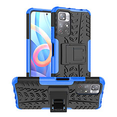 Coque Contour Silicone et Plastique Housse Etui Mat avec Support JX1 pour Xiaomi Redmi Note 11S 5G Bleu