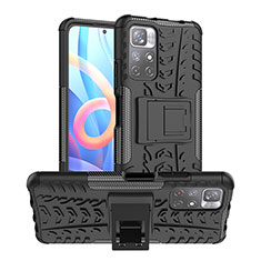 Coque Contour Silicone et Plastique Housse Etui Mat avec Support JX1 pour Xiaomi Redmi Note 11S 5G Noir