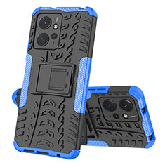 Coque Contour Silicone et Plastique Housse Etui Mat avec Support JX1 pour Xiaomi Redmi Note 12 4G Bleu