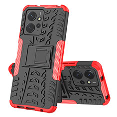 Coque Contour Silicone et Plastique Housse Etui Mat avec Support JX1 pour Xiaomi Redmi Note 12 4G Rouge