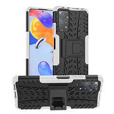 Coque Contour Silicone et Plastique Housse Etui Mat avec Support JX1 pour Xiaomi Redmi Note 12 Pro 4G Argent