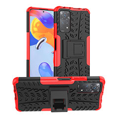 Coque Contour Silicone et Plastique Housse Etui Mat avec Support JX1 pour Xiaomi Redmi Note 12 Pro 4G Rouge