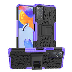 Coque Contour Silicone et Plastique Housse Etui Mat avec Support JX1 pour Xiaomi Redmi Note 12 Pro 4G Violet