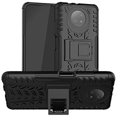 Coque Contour Silicone et Plastique Housse Etui Mat avec Support JX1 pour Xiaomi Redmi Note 9 5G Noir