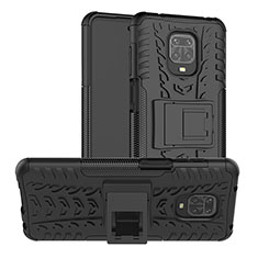 Coque Contour Silicone et Plastique Housse Etui Mat avec Support JX1 pour Xiaomi Redmi Note 9 Pro Max Noir