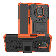 Coque Contour Silicone et Plastique Housse Etui Mat avec Support JX1 pour Xiaomi Redmi Note 9 Pro Max Orange