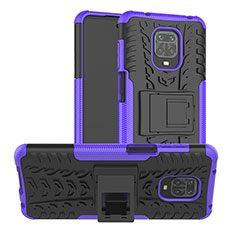 Coque Contour Silicone et Plastique Housse Etui Mat avec Support JX1 pour Xiaomi Redmi Note 9 Pro Max Violet