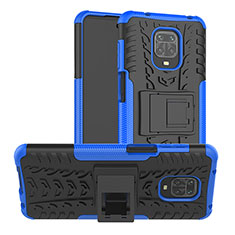 Coque Contour Silicone et Plastique Housse Etui Mat avec Support JX1 pour Xiaomi Redmi Note 9S Bleu