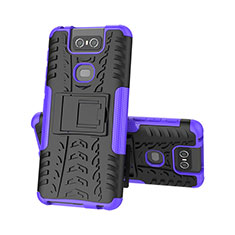 Coque Contour Silicone et Plastique Housse Etui Mat avec Support JX2 pour Asus Zenfone 6 ZS630KL Violet