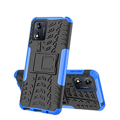 Coque Contour Silicone et Plastique Housse Etui Mat avec Support JX2 pour Motorola Moto E13 Bleu