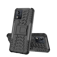 Coque Contour Silicone et Plastique Housse Etui Mat avec Support JX2 pour Motorola Moto E13 Noir