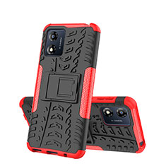 Coque Contour Silicone et Plastique Housse Etui Mat avec Support JX2 pour Motorola Moto E13 Rouge