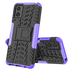 Coque Contour Silicone et Plastique Housse Etui Mat avec Support JX2 pour Motorola Moto E22 Violet