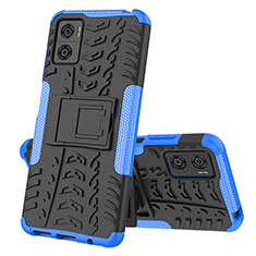 Coque Contour Silicone et Plastique Housse Etui Mat avec Support JX2 pour Motorola Moto E22i Bleu