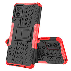 Coque Contour Silicone et Plastique Housse Etui Mat avec Support JX2 pour Motorola Moto E22i Rouge