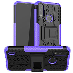 Coque Contour Silicone et Plastique Housse Etui Mat avec Support JX2 pour Motorola Moto E7 Power Violet