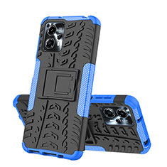 Coque Contour Silicone et Plastique Housse Etui Mat avec Support JX2 pour Motorola Moto G13 Bleu