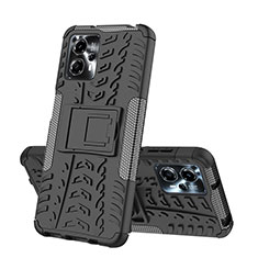 Coque Contour Silicone et Plastique Housse Etui Mat avec Support JX2 pour Motorola Moto G13 Noir