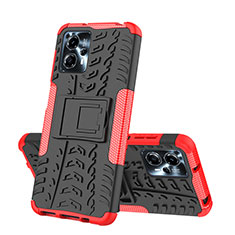 Coque Contour Silicone et Plastique Housse Etui Mat avec Support JX2 pour Motorola Moto G13 Rouge