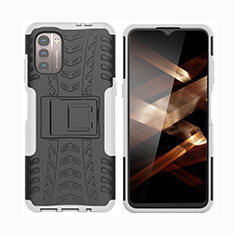 Coque Contour Silicone et Plastique Housse Etui Mat avec Support JX2 pour Nokia G11 Argent