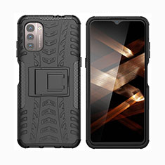 Coque Contour Silicone et Plastique Housse Etui Mat avec Support JX2 pour Nokia G11 Noir