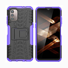 Coque Contour Silicone et Plastique Housse Etui Mat avec Support JX2 pour Nokia G11 Violet