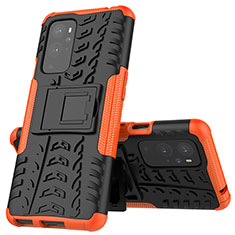 Coque Contour Silicone et Plastique Housse Etui Mat avec Support JX2 pour OnePlus 9 Pro 5G Orange