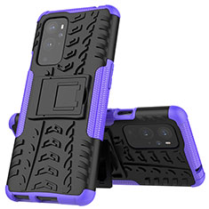 Coque Contour Silicone et Plastique Housse Etui Mat avec Support JX2 pour OnePlus 9 Pro 5G Violet