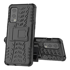 Coque Contour Silicone et Plastique Housse Etui Mat avec Support JX2 pour OnePlus Nord 2 5G Noir