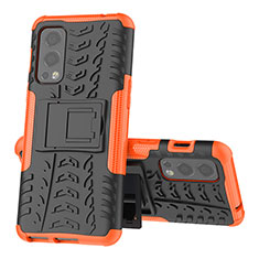 Coque Contour Silicone et Plastique Housse Etui Mat avec Support JX2 pour OnePlus Nord 2 5G Orange