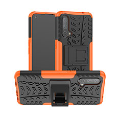 Coque Contour Silicone et Plastique Housse Etui Mat avec Support JX2 pour OnePlus Nord CE 5G Orange