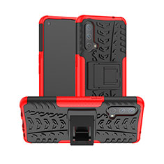 Coque Contour Silicone et Plastique Housse Etui Mat avec Support JX2 pour OnePlus Nord CE 5G Rouge