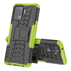 Coque Contour Silicone et Plastique Housse Etui Mat avec Support JX2 pour Oppo A94 4G Vert