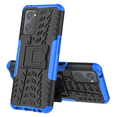 Coque Contour Silicone et Plastique Housse Etui Mat avec Support JX2 pour Oppo A96 4G Bleu