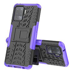 Coque Contour Silicone et Plastique Housse Etui Mat avec Support JX2 pour Oppo Reno5 Lite Violet