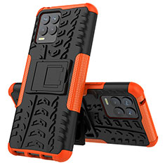 Coque Contour Silicone et Plastique Housse Etui Mat avec Support JX2 pour Realme 8 4G Orange