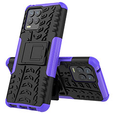 Coque Contour Silicone et Plastique Housse Etui Mat avec Support JX2 pour Realme 8 4G Violet